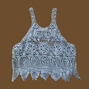 Textured baby blue laced top